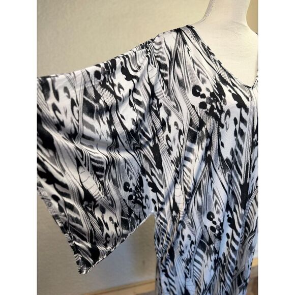 Natori Komono Black and White Midi Dress Slip On Size Medium - Picture 3 of 8